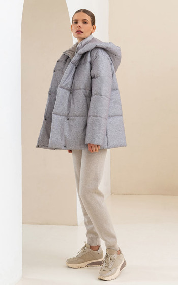 Пуховик 3025WmT Grey melange