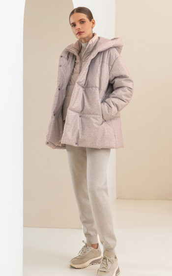 Пуховик 3025WmT Beige Herringbone