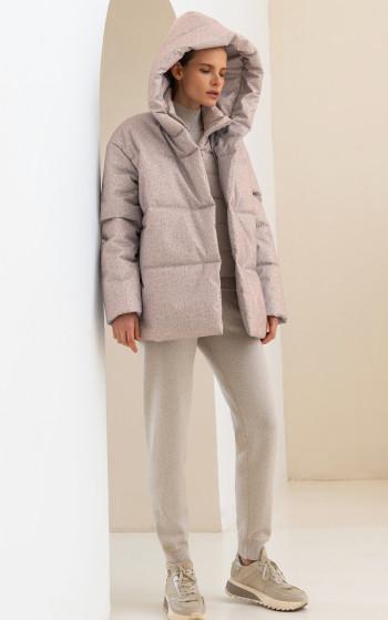 Пуховик 3025WmT Beige Herringbone