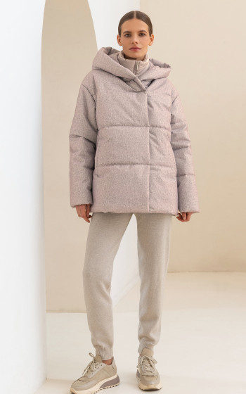 Пуховик 3025WmT Beige Herringbone