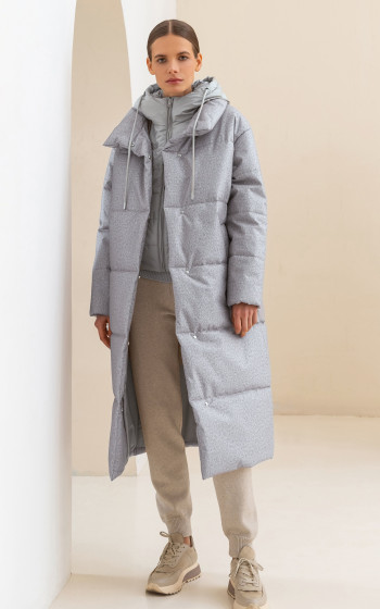 Пуховик 3033WmT Grey melange