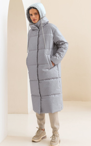 Пуховик 3033WmT Grey melange