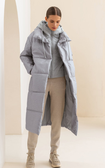 Пуховик 3033WmT Grey melange