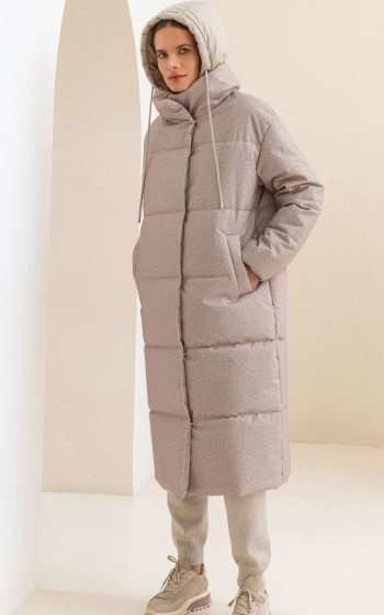 Пуховик 3033WmT Beige Herringbone