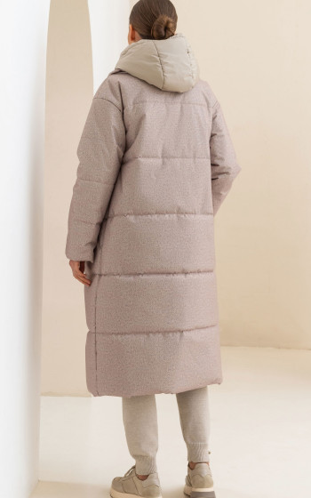 Пуховик 3033WmT Beige Herringbone