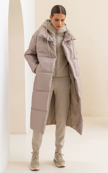 Пуховик 3033WmT Beige Herringbone