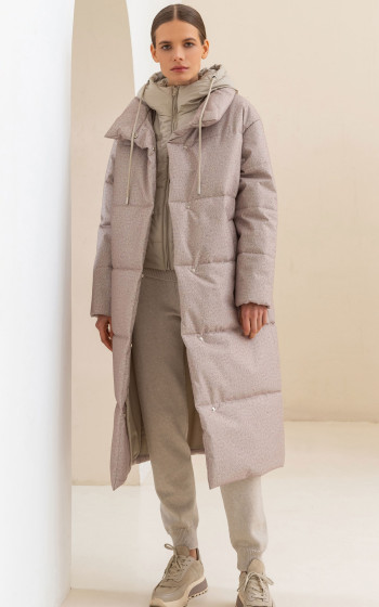 Пуховик 3033WmT Beige Herringbone