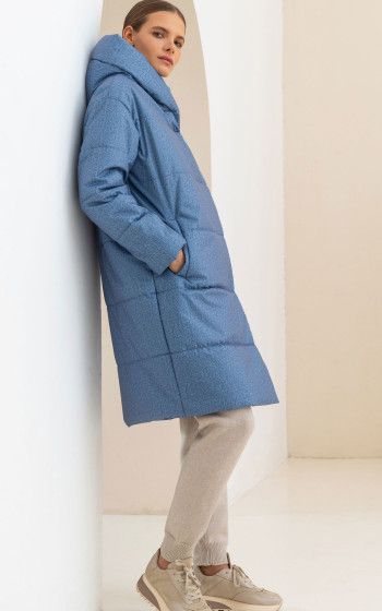 Пуховик 3045WmT Blue Herringbone