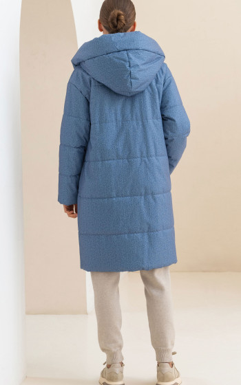 Пуховик 3045WmT Blue Herringbone
