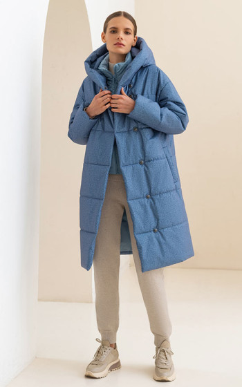 Пуховик 3045WmT Blue Herringbone