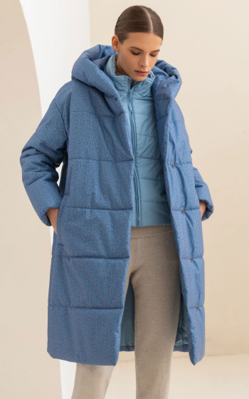 Пуховик 3045WmT Blue Herringbone