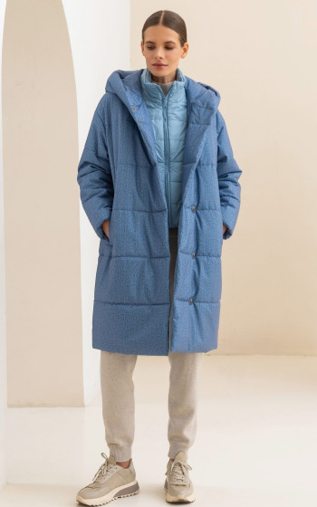 Пуховик 3045WmT Blue Herringbone