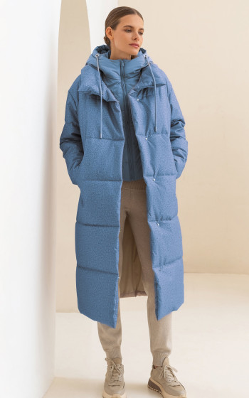 Пуховик 3033WmT Blue Herringbone
