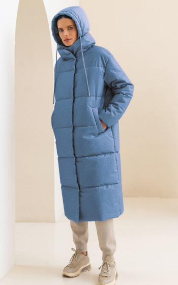 Пуховик 3033WmT Blue Herringbone