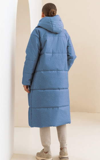 Пуховик 3033WmT Blue Herringbone