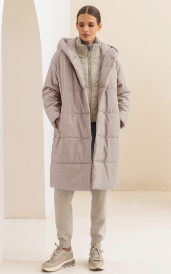 Пуховик 3045WmT Beige Herringbone