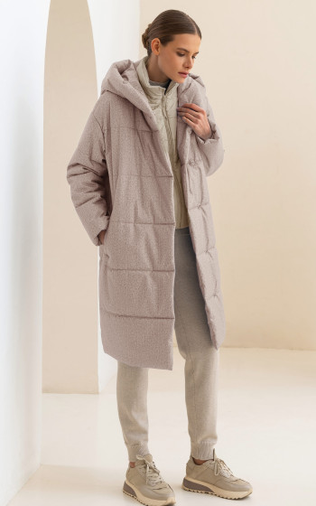 Пуховик 3045WmT Beige Herringbone