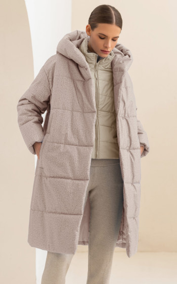 Пуховик 3045WmT Beige Herringbone
