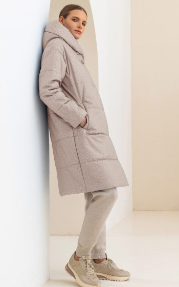 Пуховик 3045WmT Beige Herringbone