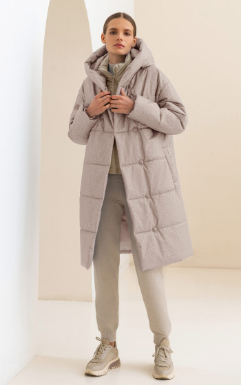 Пуховик 3045WmT Beige Herringbone